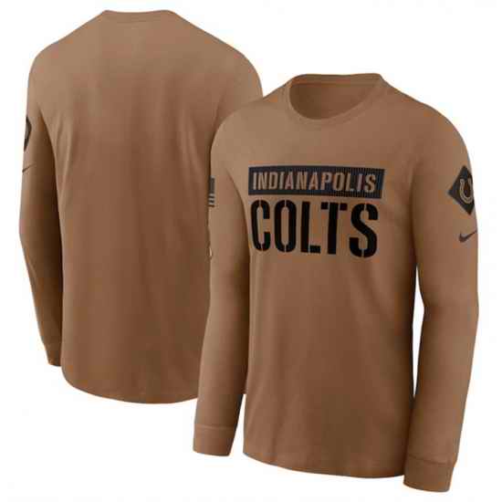 Men Indianapolis Colts 2023 Brown Salute To Service Long Sleeve T Shirt